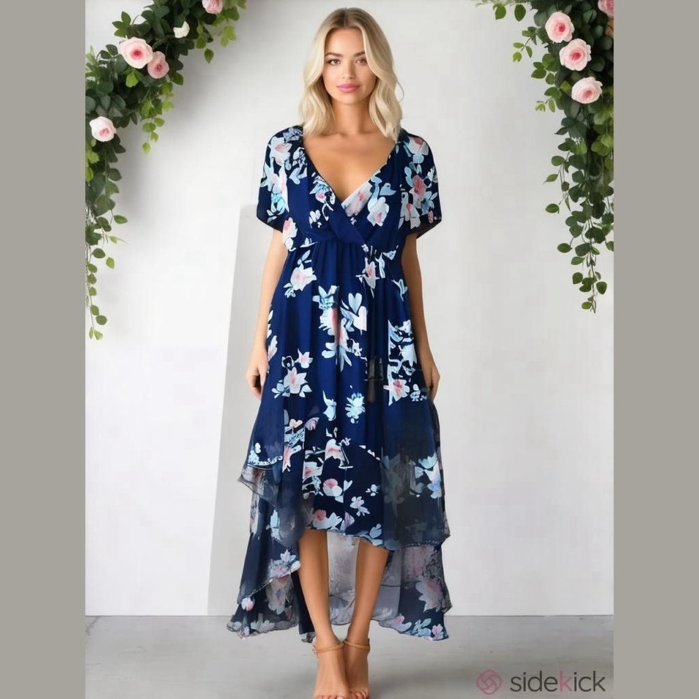 Lily Rose XXL Navy Floral Hi-Low Dress